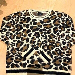 Leopard print crew neck sweater